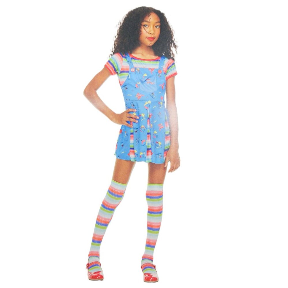 Disguise Childs Play Chucky Doll Scary Girl Deluxe Dress Halloween Costume NWT